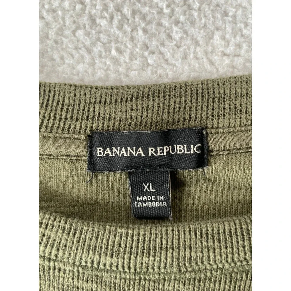 Banana Republic Mens Extra Large Sweatshirt Olive Green Slub Knit Raglan Sleeve